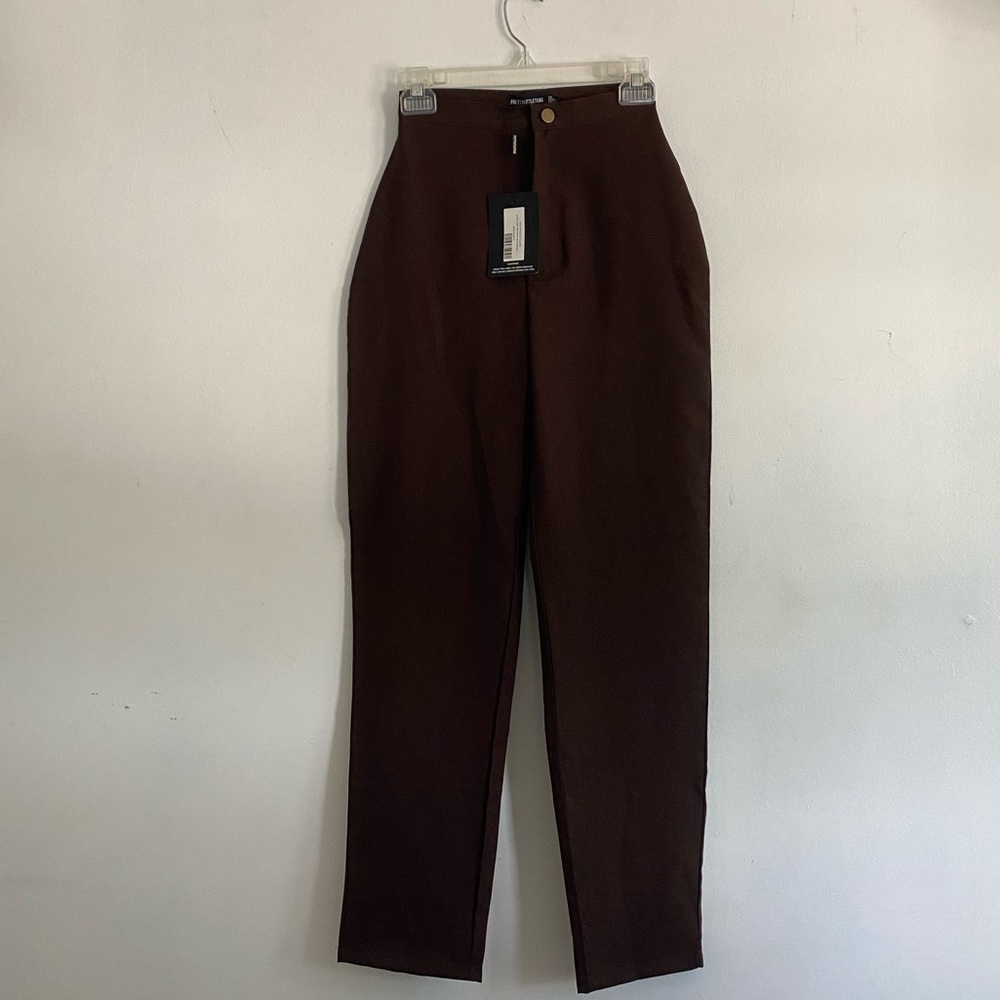 Pretty little thing dress pants, size 2, brown, gold detailing, never been worn!